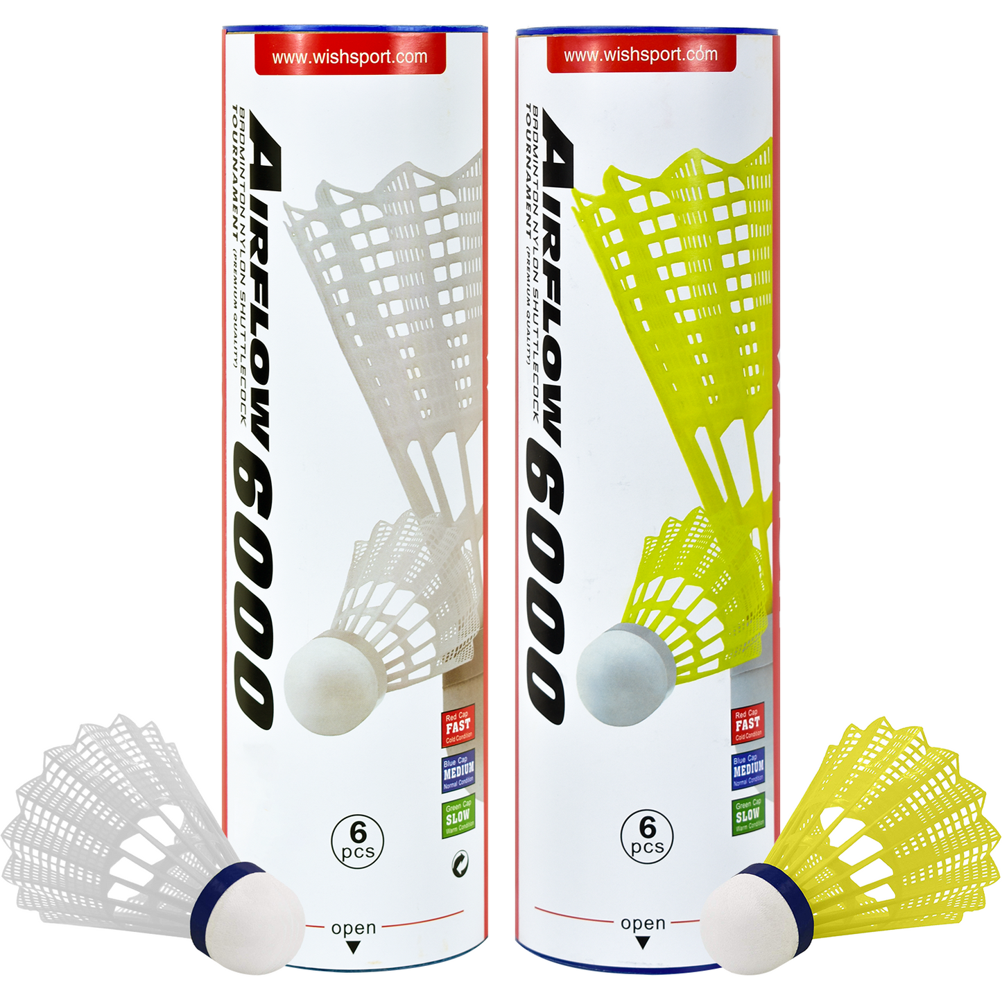 Airflow 6000 Badminton Tournament Shuttlecock - White